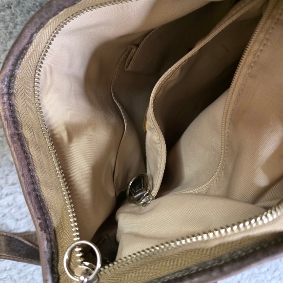 Coach Signature C Canvas Leather Trim Crossbody Shoulder Bag Brown Chain - Picture 7 of 12